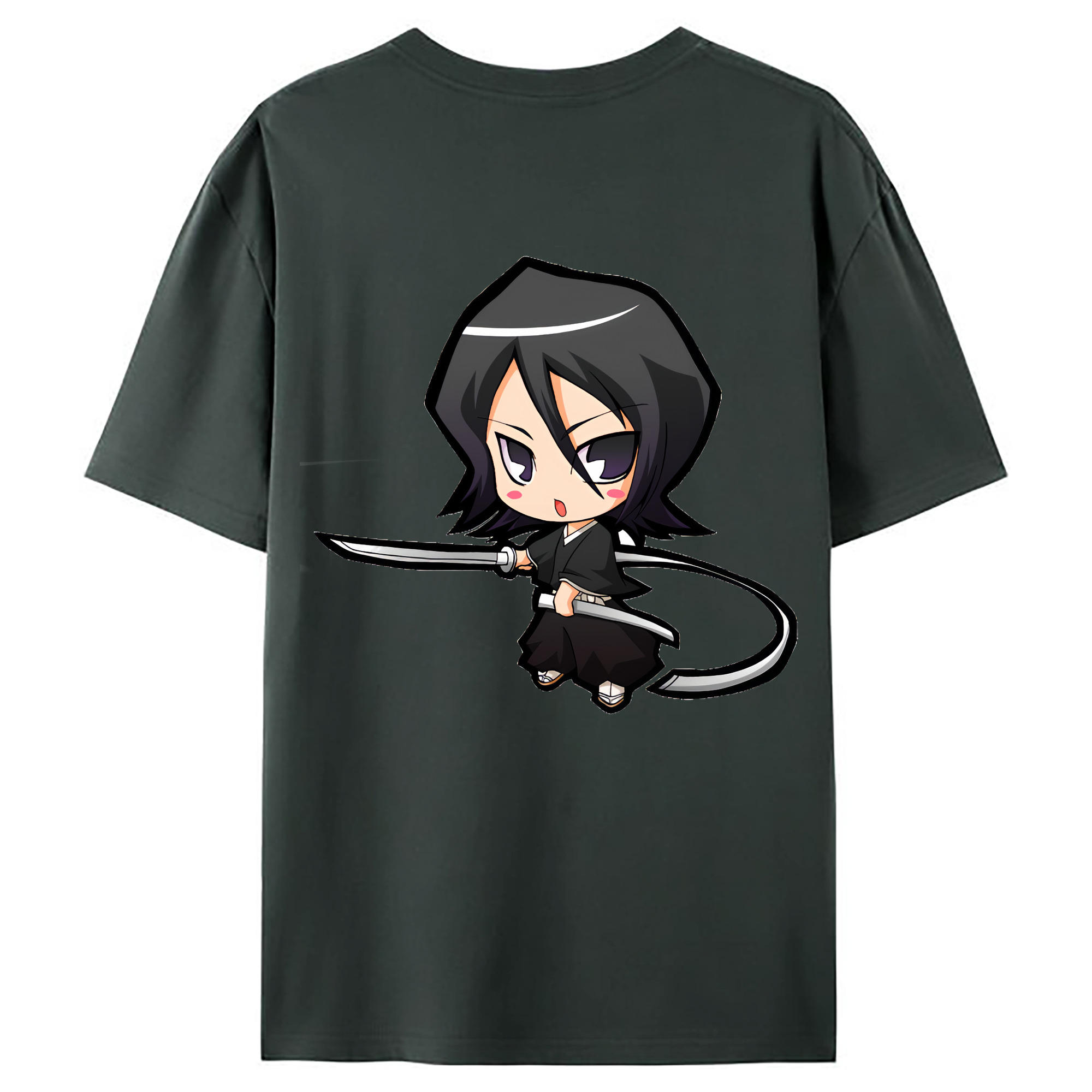 （画像用） ブリーチ 朽木ルキア BLEACH Kuchiki Rukia 綿100％ メンズ半袖Tシャツ（バックプリント） 通気性